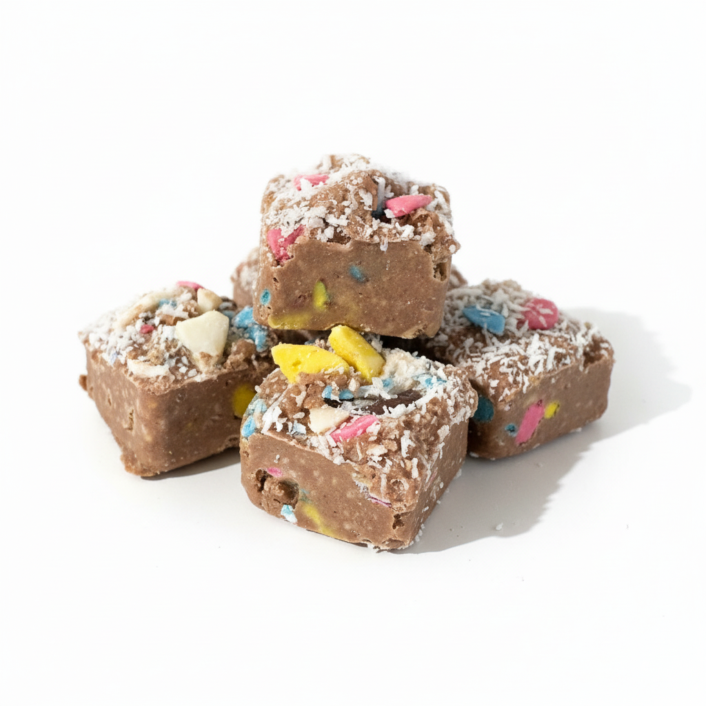 Doggy Rocky Road treats - clean white background