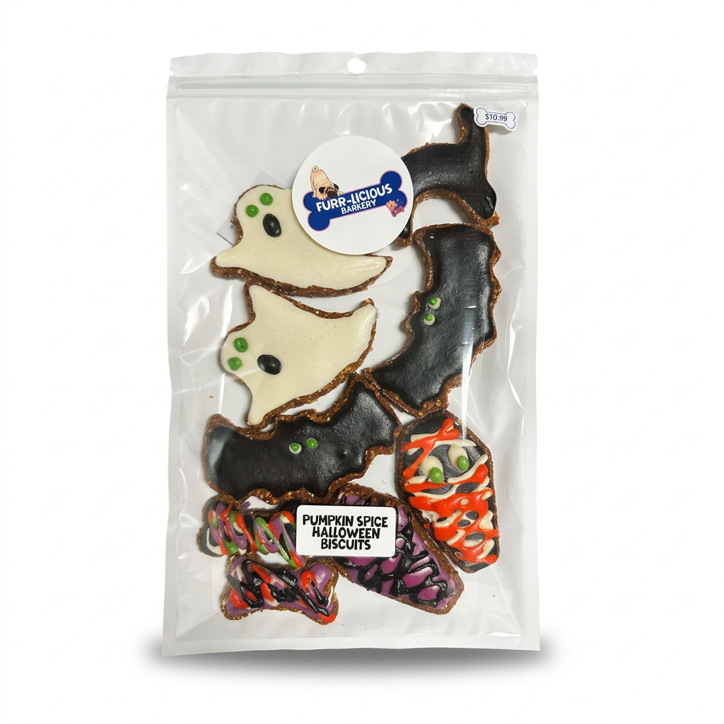 Halloween biscuit pack on a clean white background
